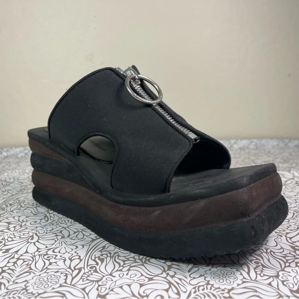 Stella McCartney Brown & Black Scuba Platform Slides Designer Sandals